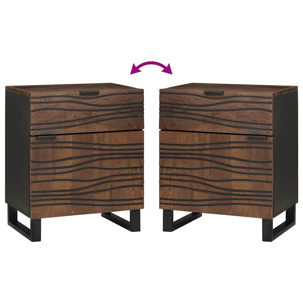 vidaXL Κομοδίνο με συρτάρι Καρυδιά 50 x 33 x 60 εκ Μασίφ ξύλο μάνγκο