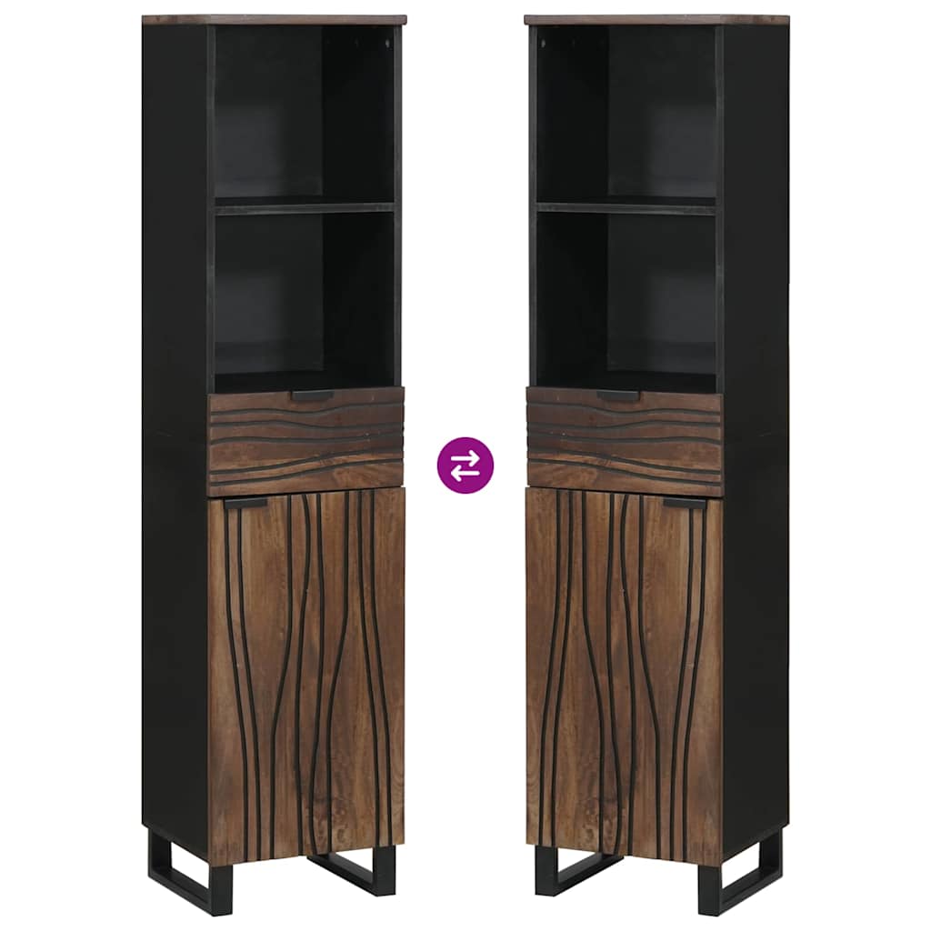 vidaXL Σετ επίπλων μπάνιου με συρτάρι με ράφι Ριγέ με αποθήκευση με πόρτα Καφέ 38 x 33 x 160 εκ.