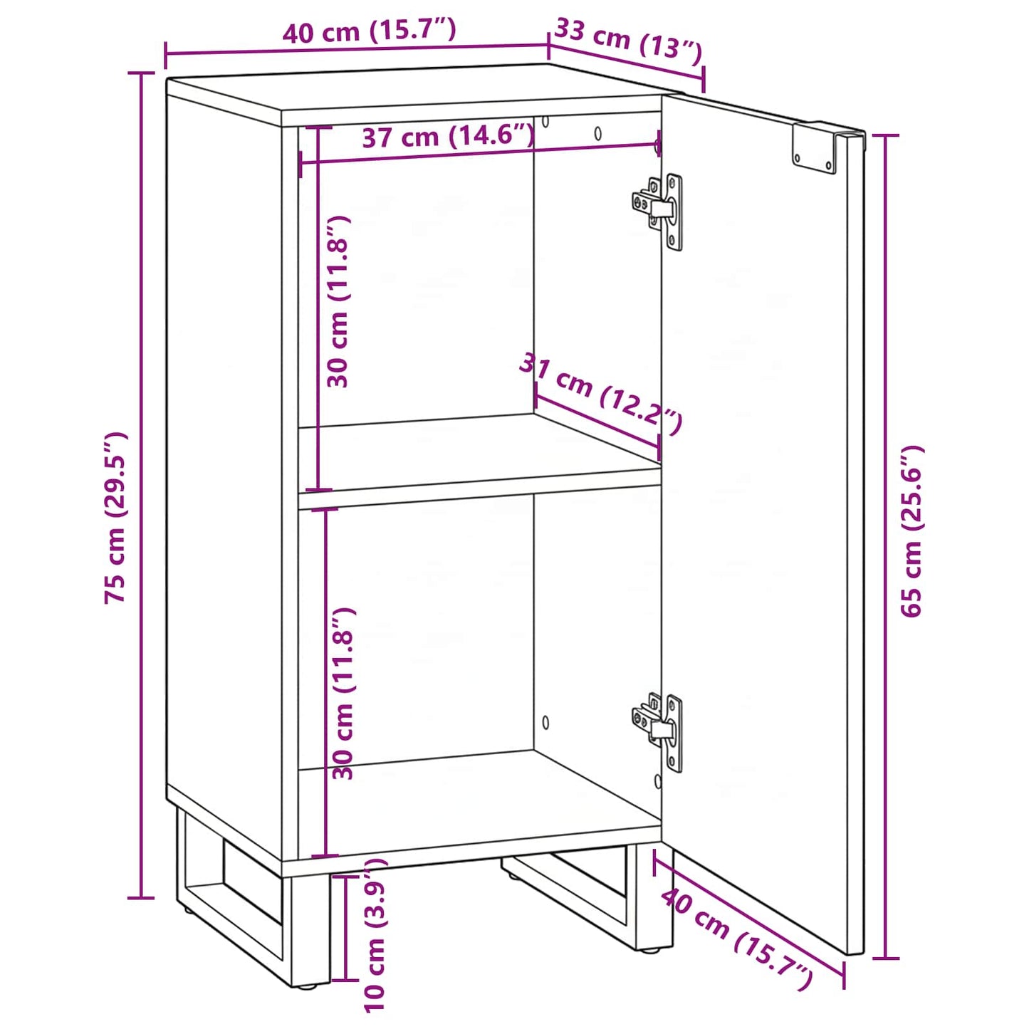 vidaXL Γραφείο Καφέ 40 x 33 x 75 εκ. Μασίφ ξύλο μάνγκο