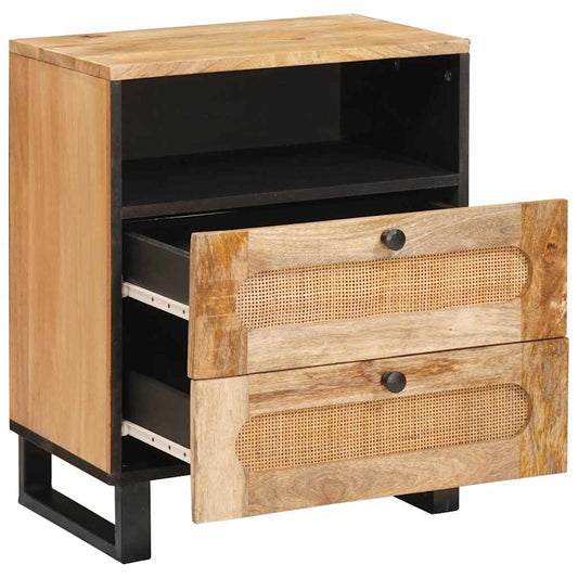 vidaXL Κομοδίνο με συρτάρι Φυσικό 50 x 33 x 62 εκ. Στερεό ξύλο μάνγκο