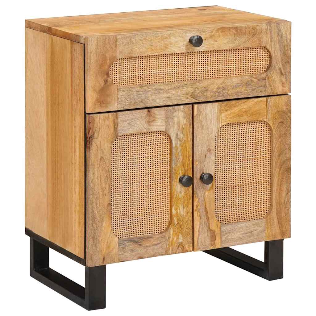 vidaXL Κομοδίνο με συρτάρι Φυσικό 50 x 33 x 60 εκ Στερεό ξύλο μάνγκο