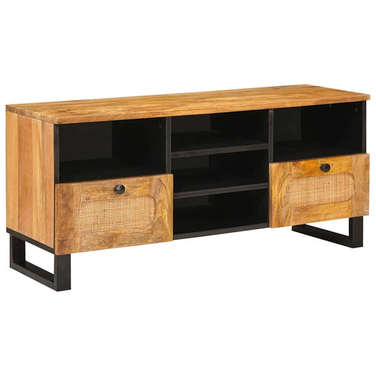 vidaXL Ντουλάπι TV με συρτάρι Καφέ 100 x 33 x 46 εκ Στερεό ξύλο μάνγκο