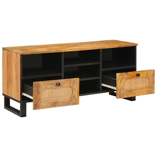 vidaXL Ντουλάπι TV με συρτάρι Καφέ 100 x 33 x 46 εκ Στερεό ξύλο μάνγκο