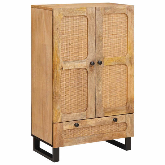 vidaXL Highboard με συρτάρι Καφέ 40 x 33 x 110 εκ Στερεό ξύλο μάνγκο