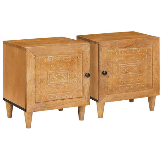 vidaXL Κομοδίνο 2 τμχ. Ανοιχτό καφέ 80 x 50 x 40 cm Επεξεργασμένο Ξύλο