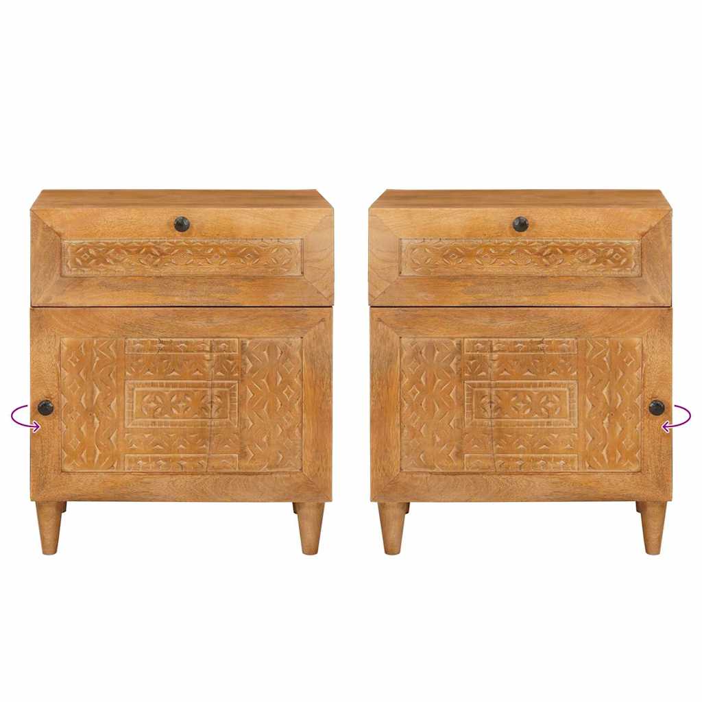 vidaXL Κομοδίνο Ανοιχτό καφέ 50 x 33 x 60 εκ Μασίφ ξύλο μάνγκο