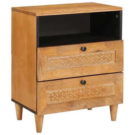 vidaXL Κομοδίνο με ράφι Ανοιχτό καφέ 50 x 33 x 60 εκ Μασίφ ξύλο μάνγκο