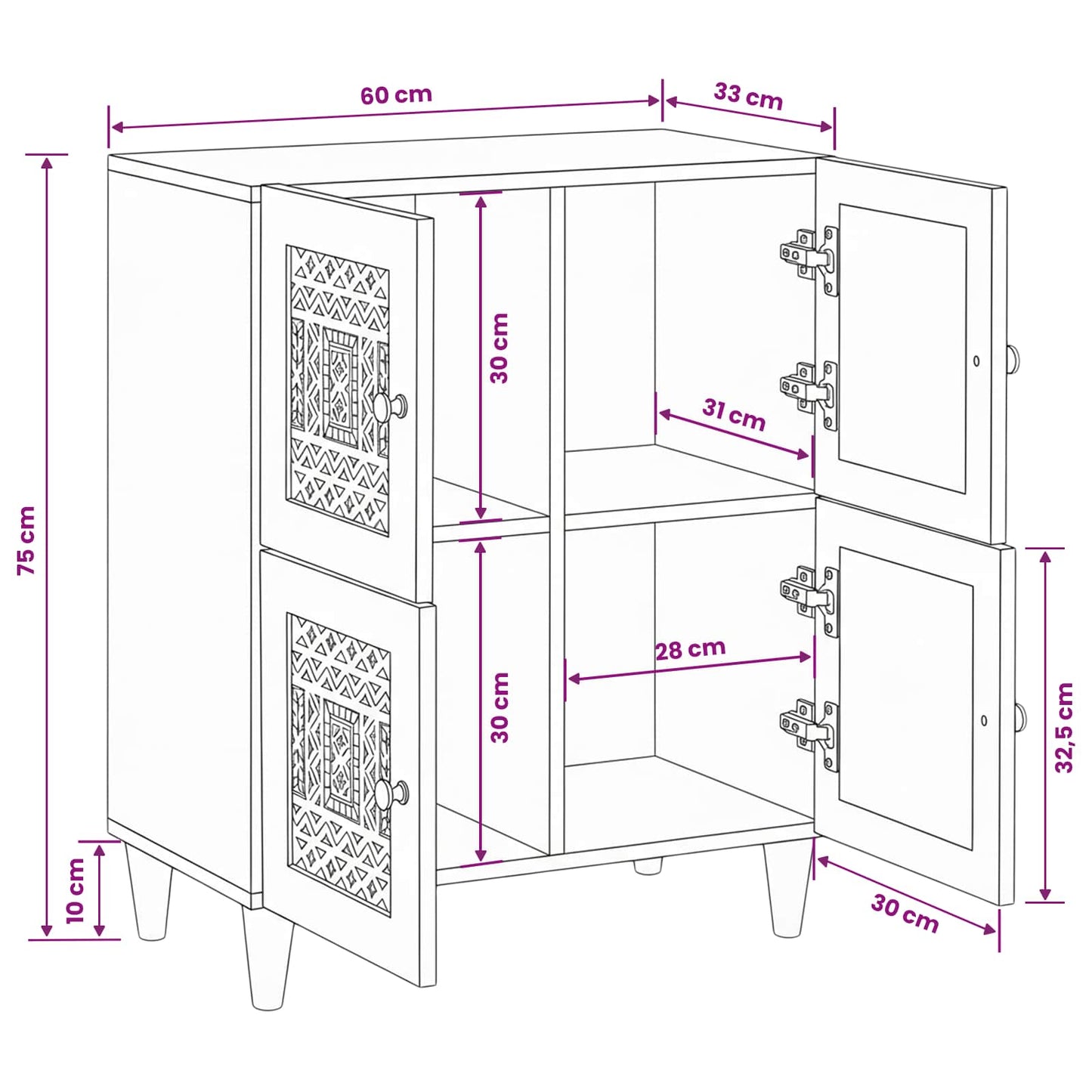 vidaXL Πλαϊνό γραφείο 60 x 33 x 75 cm Στερεό ξύλο μάνγκο