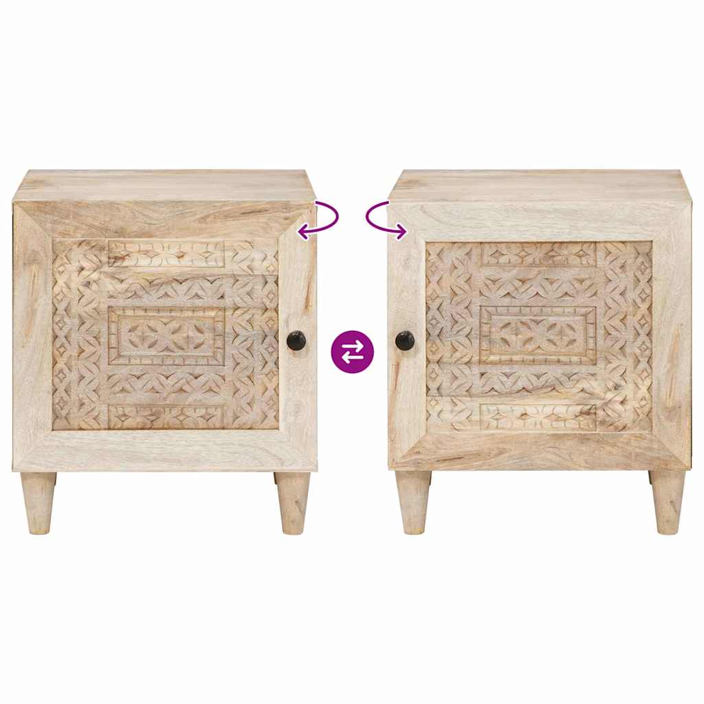 vidaXL Κομοδίνο Μπεζ 40 x 33 x 46 εκ. Μασίφ ξύλο μάνγκο