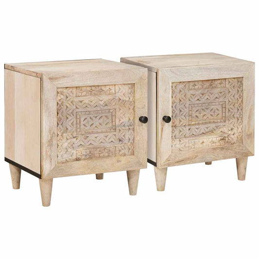 vidaXL Κομοδίνο 2 τμχ. Λευκό 80 x 50 x 40 cm Επεξεργασμένο Ξύλο