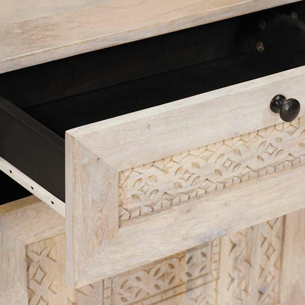 vidaXL Κομοδίνο με συρτάρι Μπεζ 50 x 33 x 60 εκ Μασίφ ξύλο μάνγκο