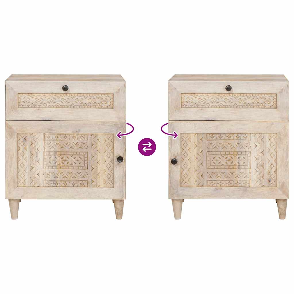 vidaXL Κομοδίνο με συρτάρι Μπεζ 50 x 33 x 60 εκ Μασίφ ξύλο μάνγκο