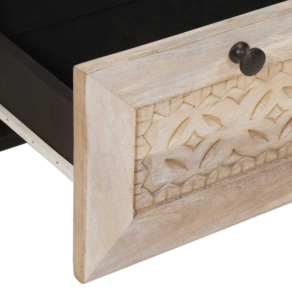 vidaXL Κομοδίνο με συρτάρι Μπεζ 50 x 33 x 60 εκ Μασίφ ξύλο μάνγκο