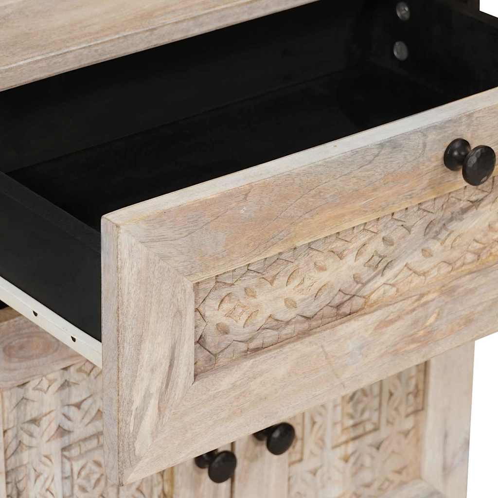 vidaXL Κομοδίνο με συρτάρι Μπεζ 50 x 33 x 60 εκ Μασίφ ξύλο μάνγκο