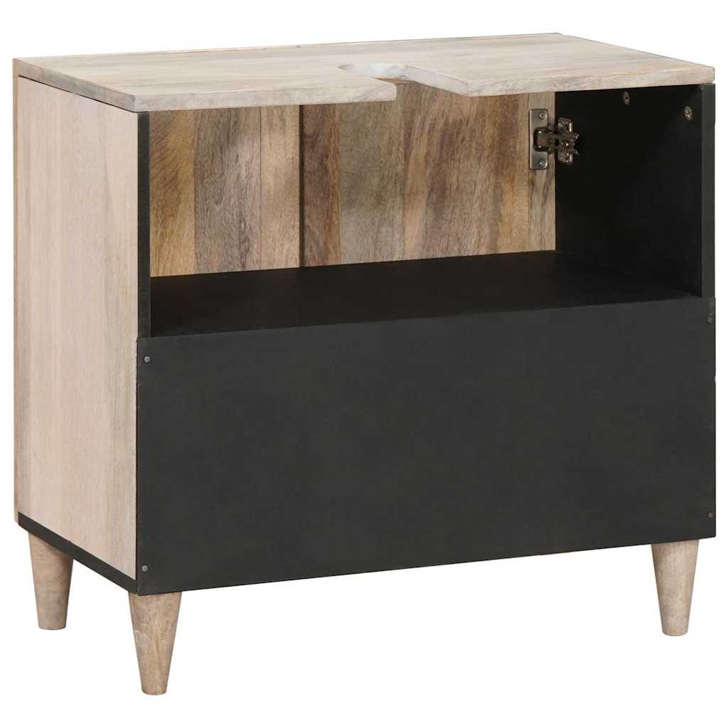 vidaXL Ντουλάπι Μπάνιου Λευκό 62 x 33 x 58 εκ. Στερεό Ξύλο Μάνγκο