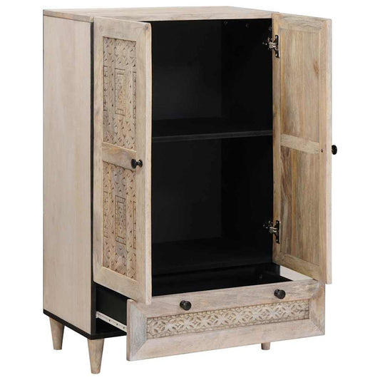 vidaXL Highboard Λευκό 60 x 33 x 100 εκ. Μασίφ ξύλο μάνγκο