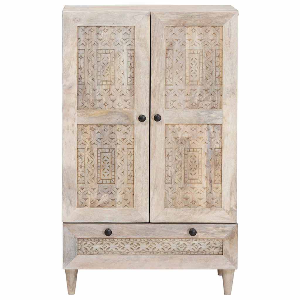 vidaXL Highboard Λευκό 60 x 33 x 100 εκ. Μασίφ ξύλο μάνγκο