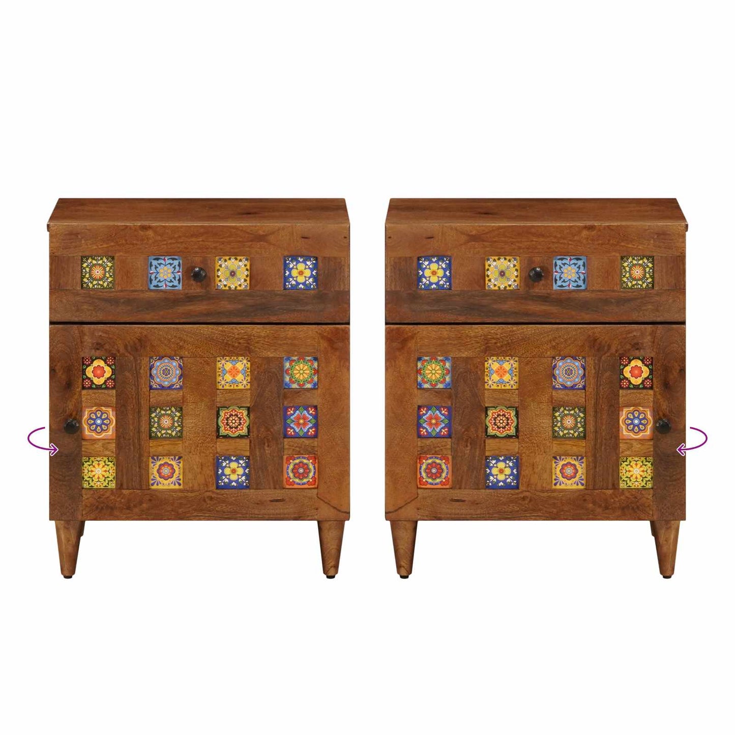 vidaXL Κομοδίνο με συρτάρι Καφέ 50 x 33 x 60 εκ Στερεό ξύλο μάνγκο