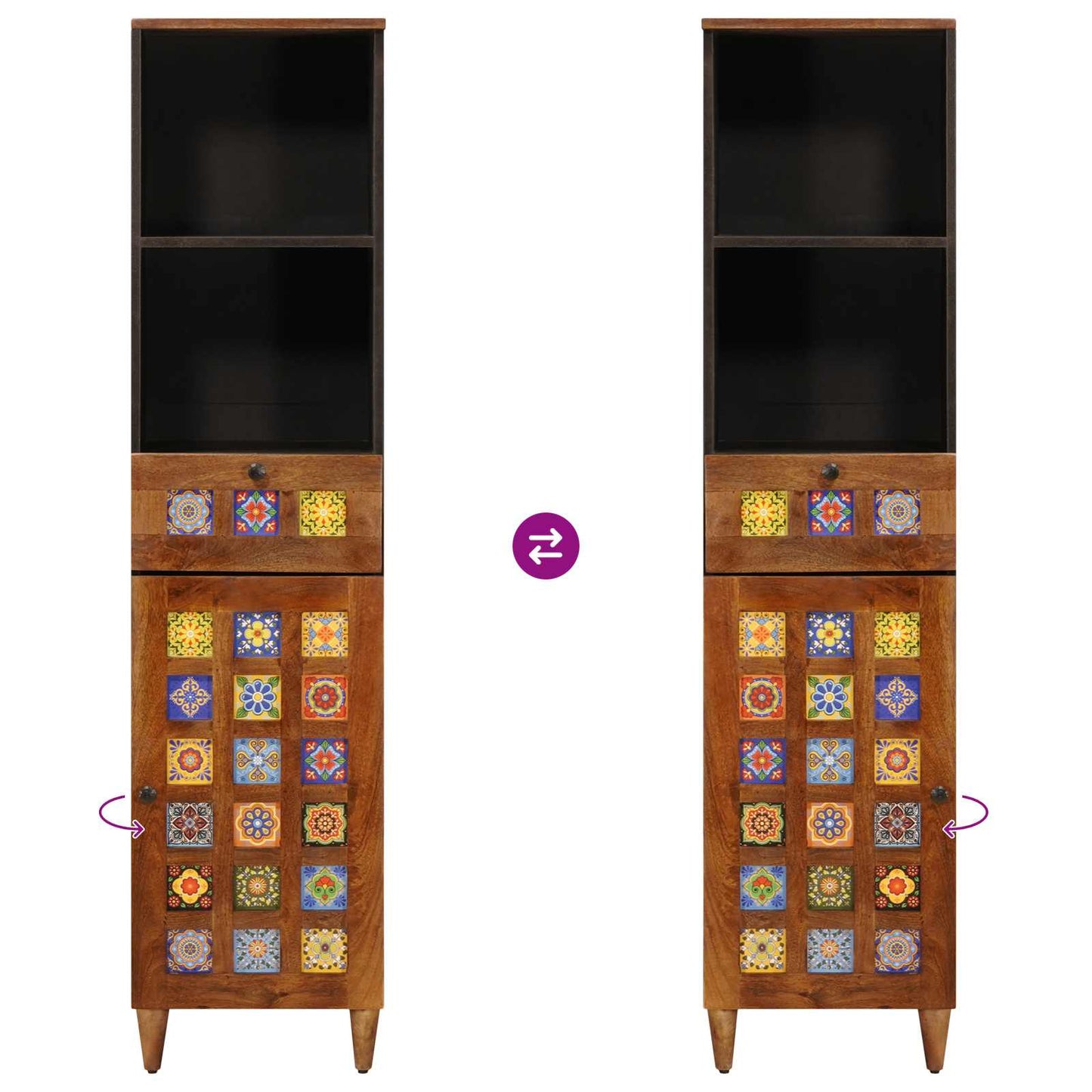 vidaXL Ντουλάπι Μπάνιου με συρτάρι με ράφι Καρυδιά 38 x 33,5 x 160 εκ