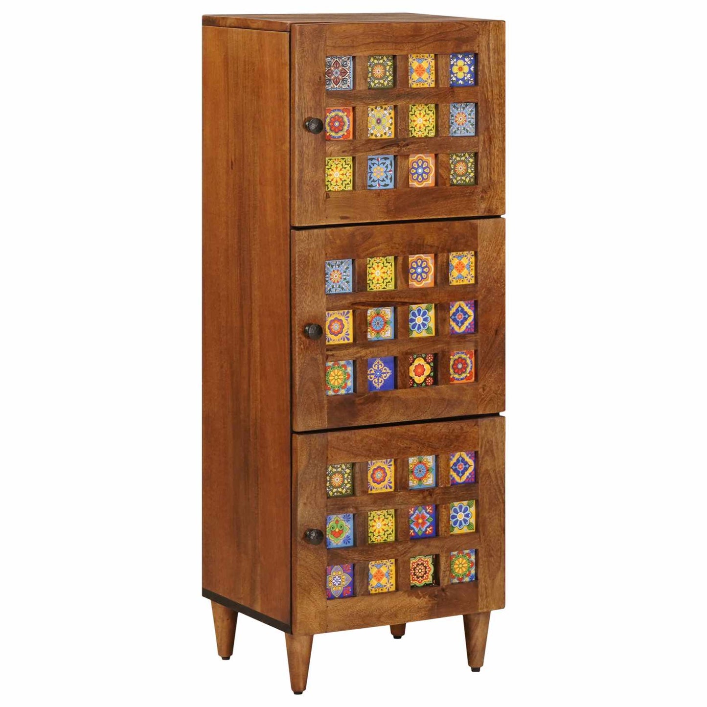 vidaXL Highboard με πόρτα Καρυδιά 40 x 33 x 110 εκ Στερεό ξύλο μάνγκο