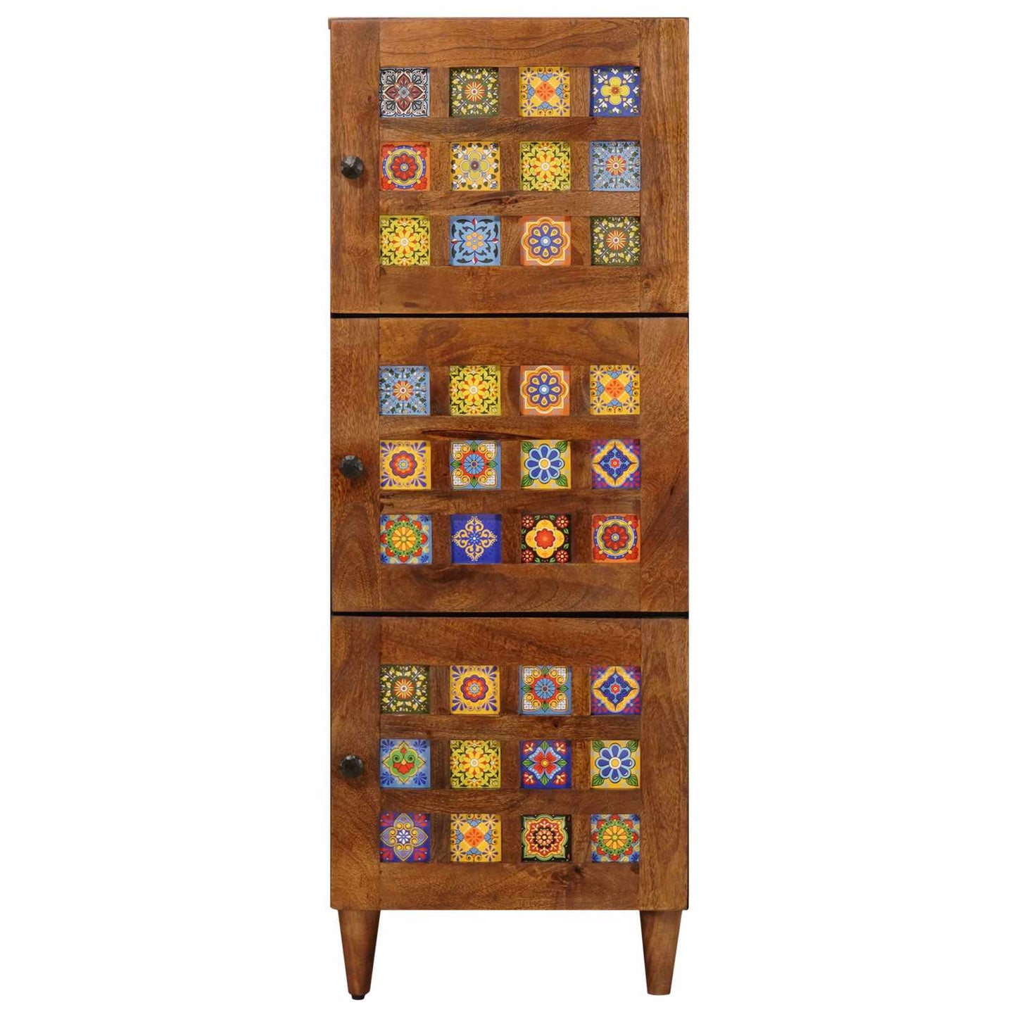 vidaXL Highboard με πόρτα Καρυδιά 40 x 33 x 110 εκ Στερεό ξύλο μάνγκο