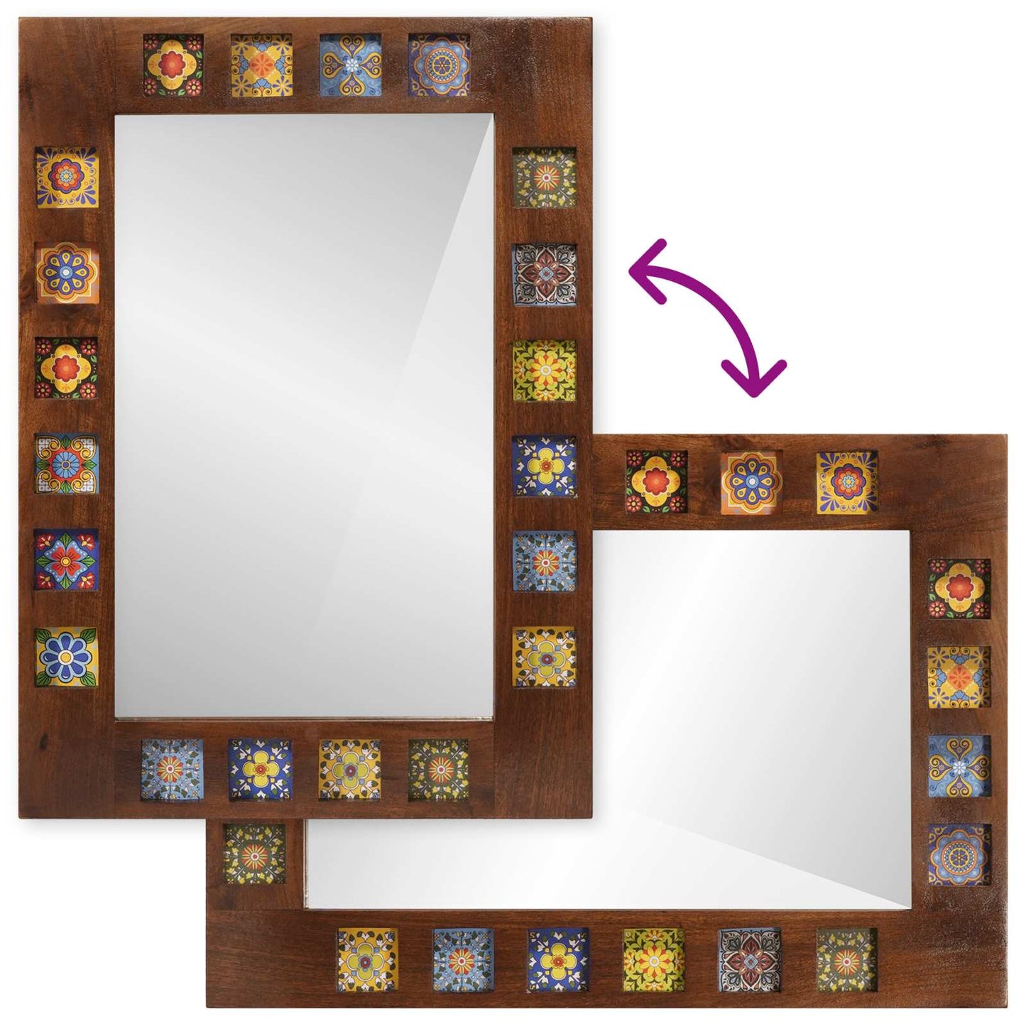 vidaXL Καθρέφτης Μπάνιου Καρυδιά 50 x 70 x 3 εκ. Στερεό ξύλο μάνγκο