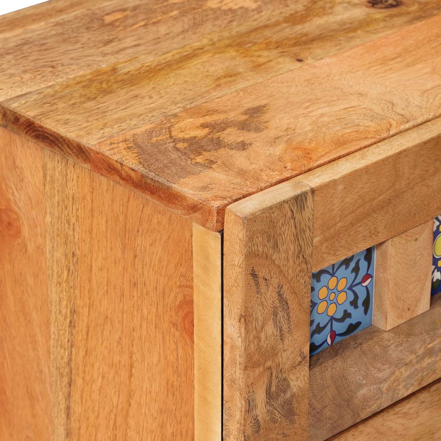 vidaXL Κομοδίνο με συρτάρι Φυσικό 40 x 33,5 x 46 εκ Στερεό ξύλο μάνγκο