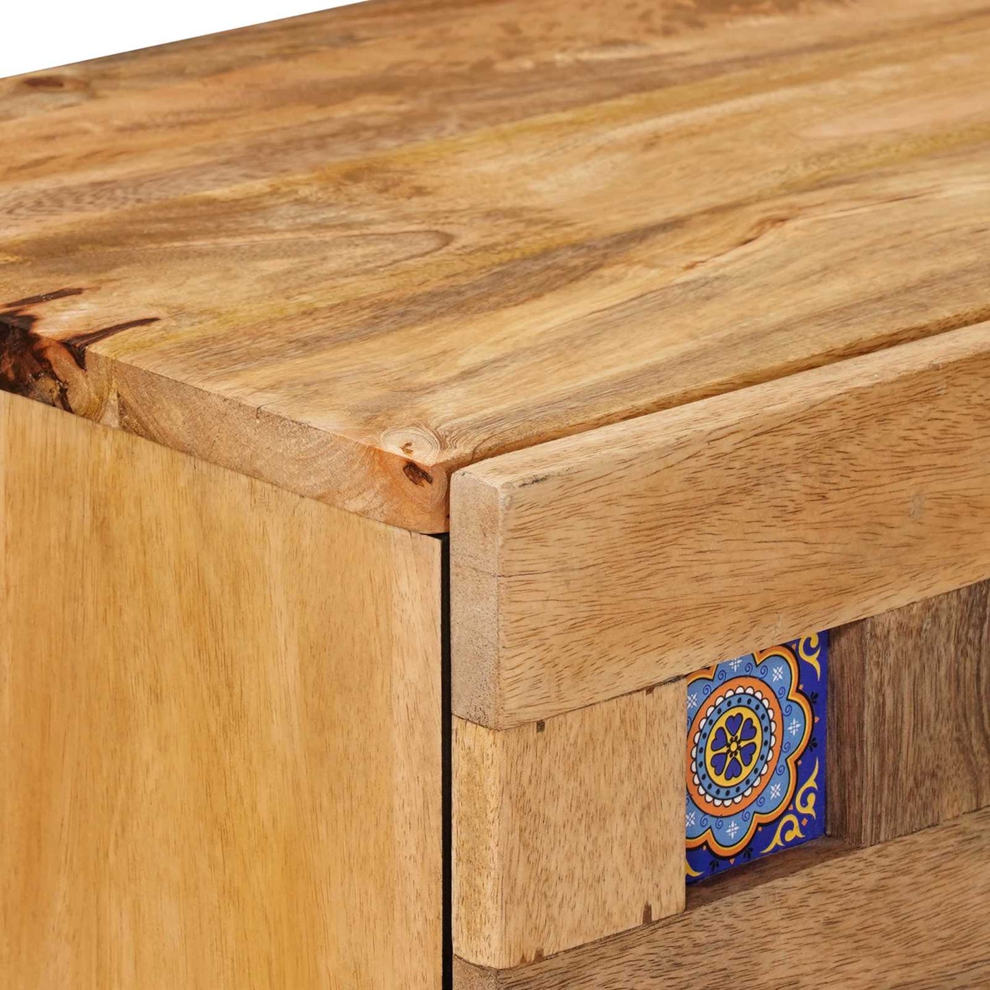vidaXL Κομοδίνο με συρτάρι Φυσικό 50 x 33 x 60 εκ Στερεό ξύλο μάνγκο