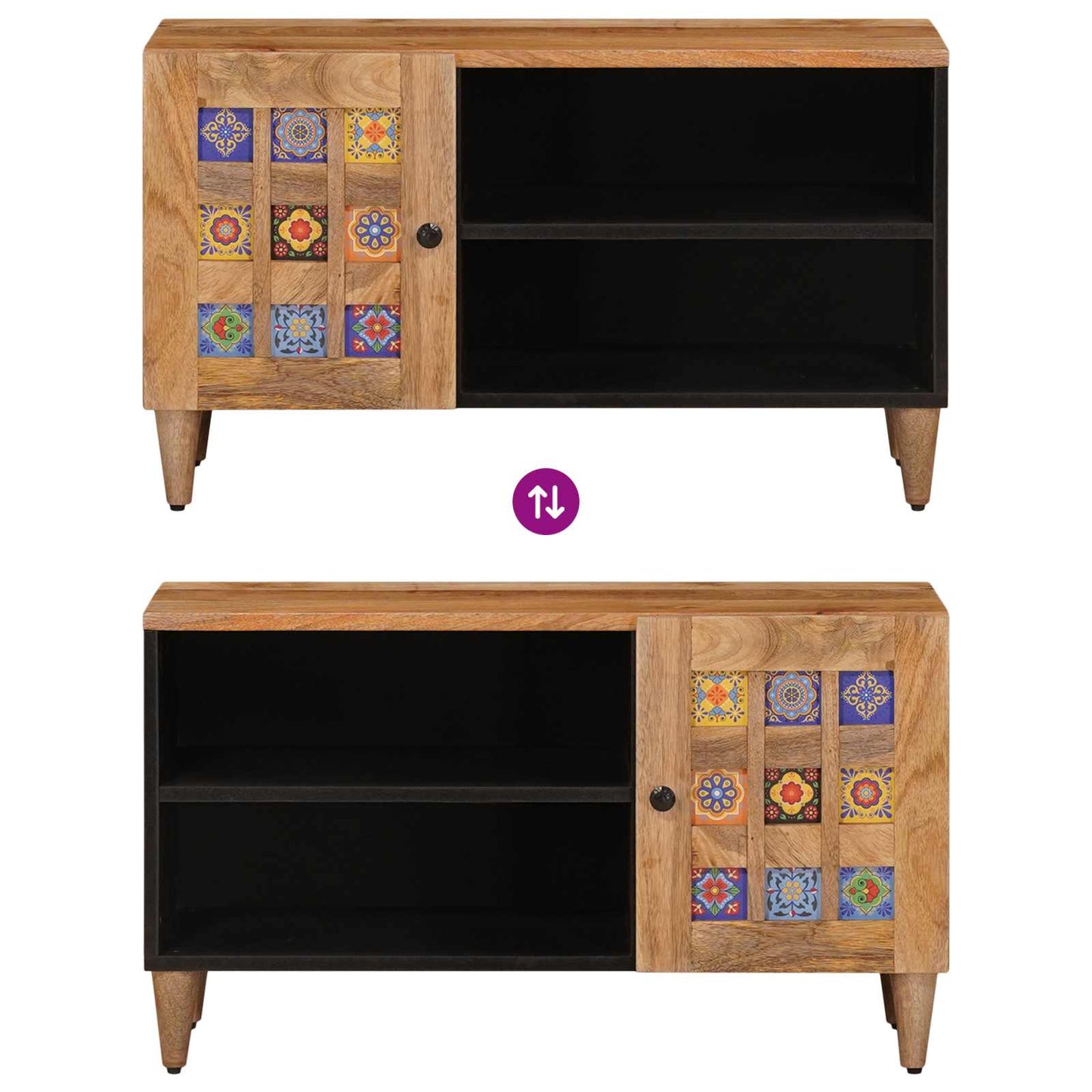 vidaXL Ντουλάπι TV με πόρτα Φυσικό 80 x 33 x 46 εκ Στερεό ξύλο μάνγκο