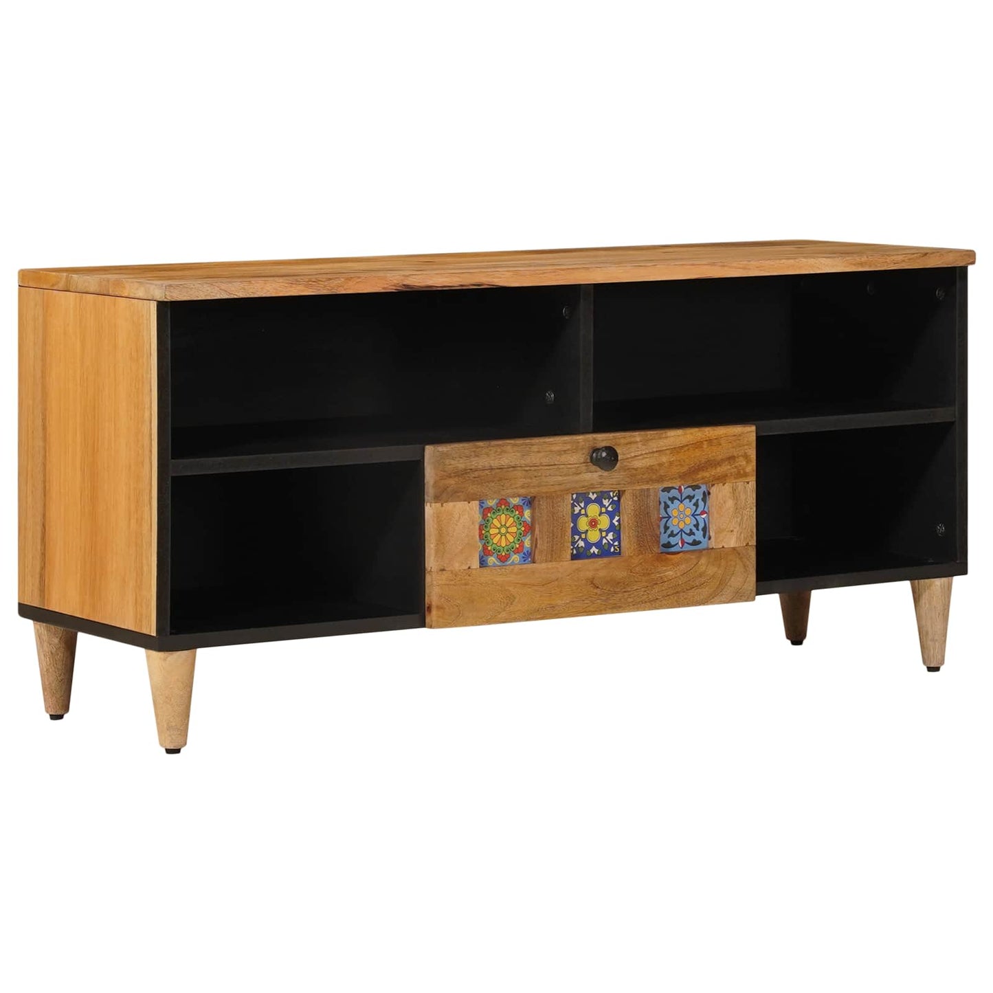 vidaXL Ντουλάπι TV με ράφι Φυσικό 100 x 33 x 46 εκ Στερεό ξύλο μάνγκο
