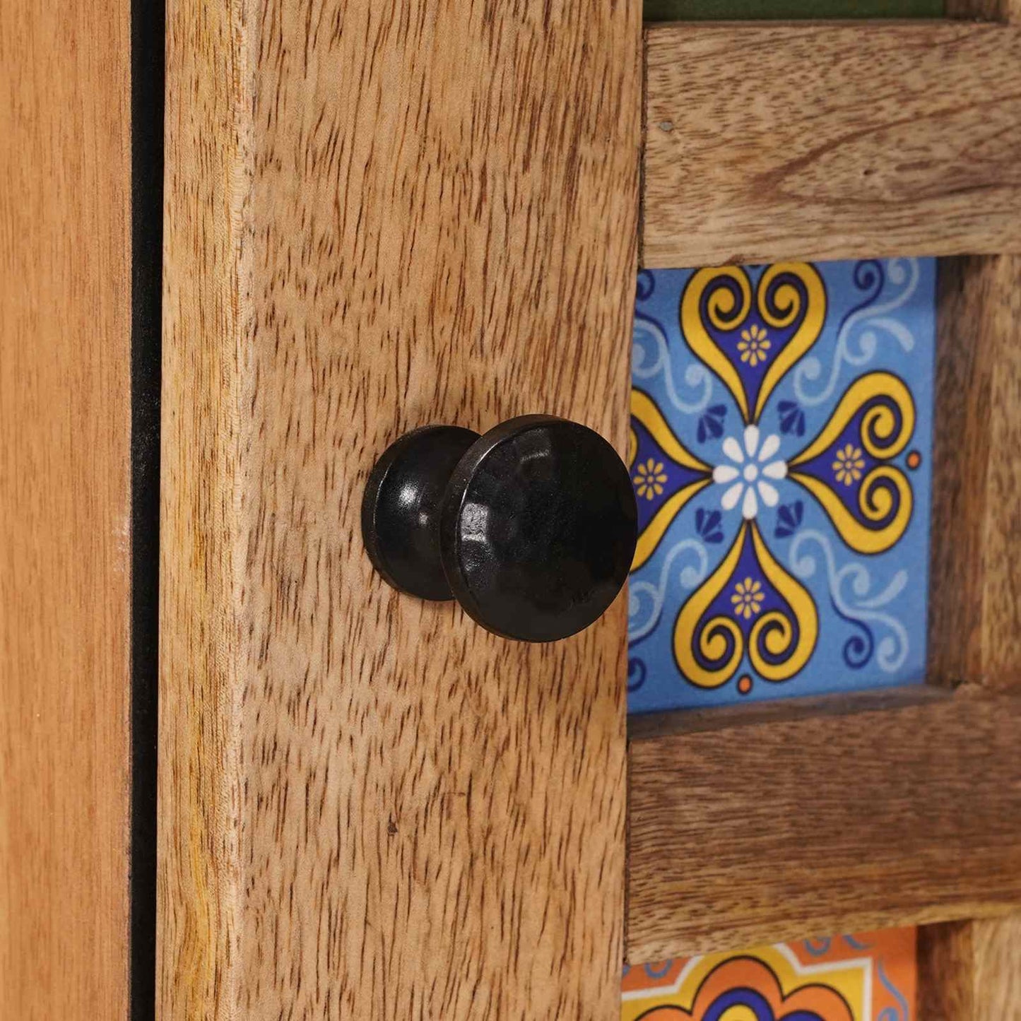vidaXL Highboard με πόρτα Φυσικό 40 x 33 x 110 εκ Στερεό ξύλο μάνγκο
