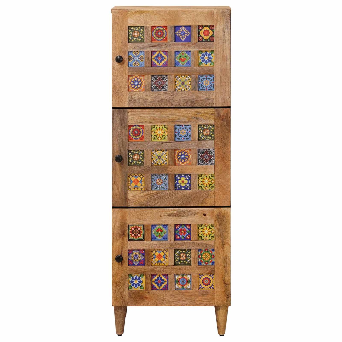 vidaXL Highboard με πόρτα Φυσικό 40 x 33 x 110 εκ Στερεό ξύλο μάνγκο