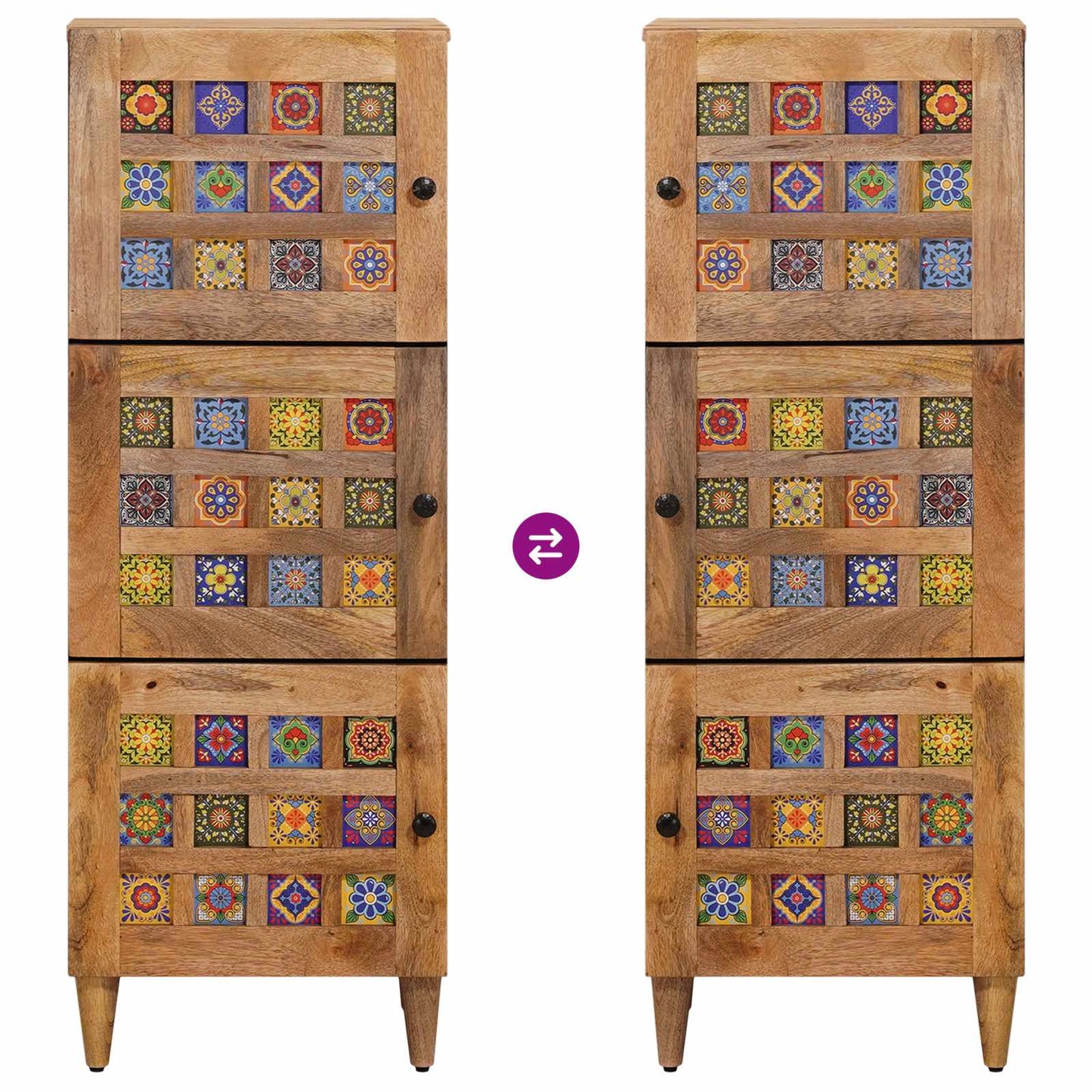 vidaXL Highboard με πόρτα Φυσικό 40 x 33 x 110 εκ Στερεό ξύλο μάνγκο