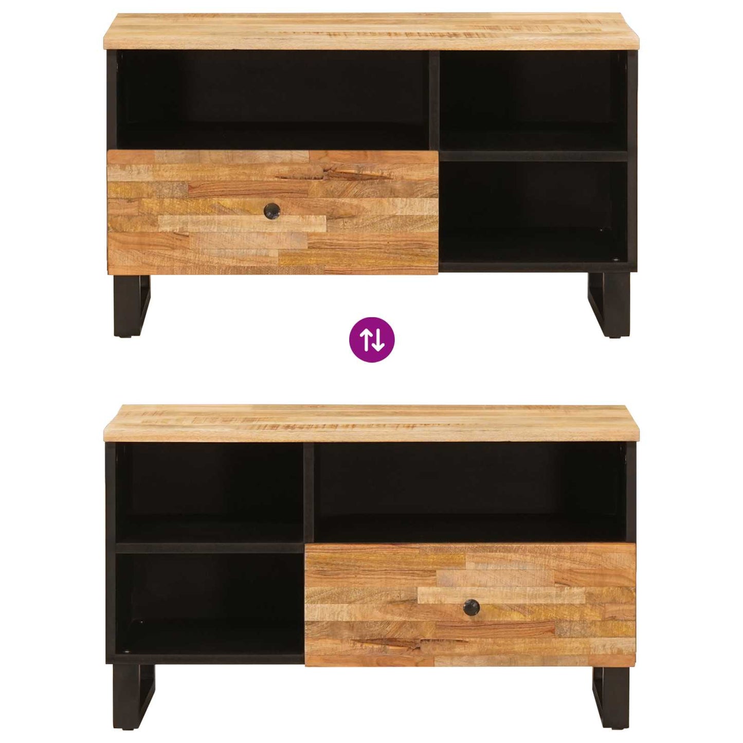 vidaXL Ντουλάπι TV με συρτάρι Καφέ 80 x 33 x 46 εκ Στερεό ξύλο μάνγκο