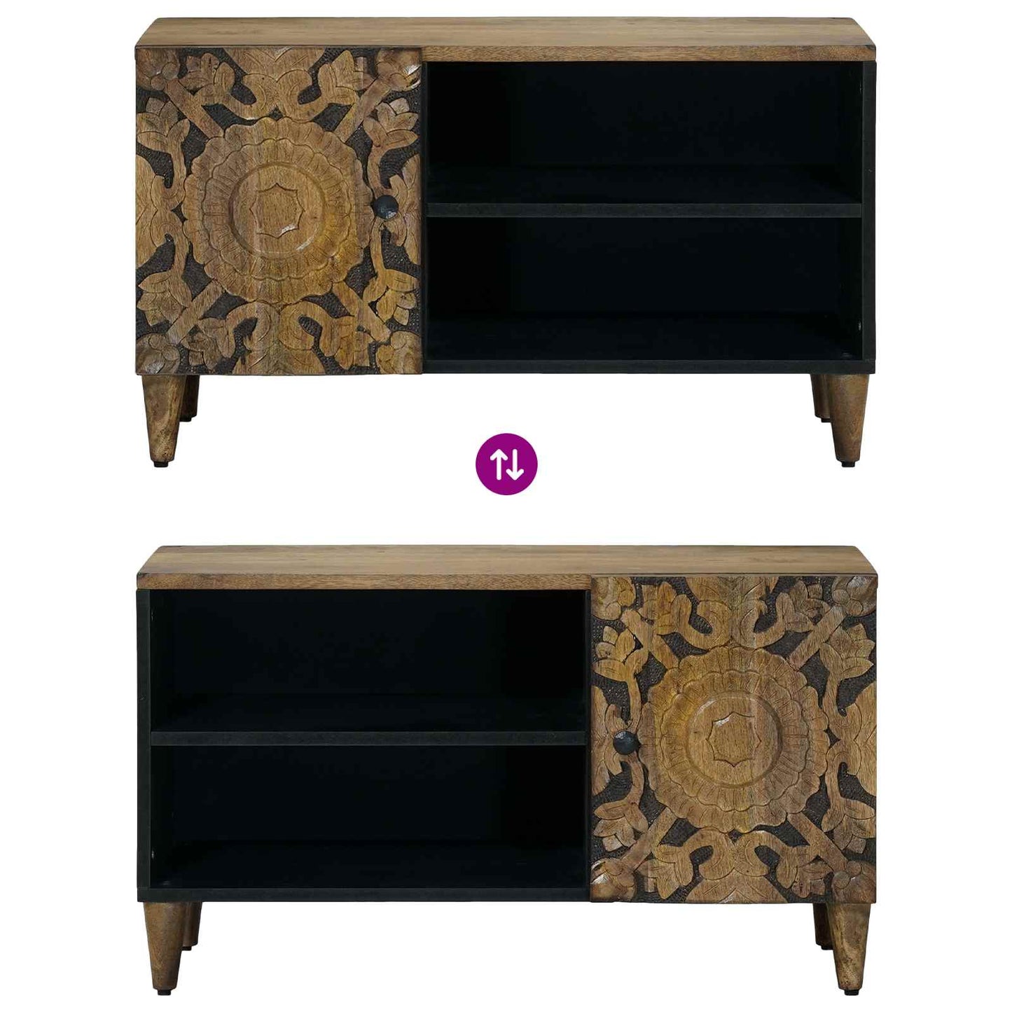 vidaXL Ντουλάπι TV με ράφι Καφέ 80 x 31,5 x 46 cm Στερεό ξύλο μάνγκο