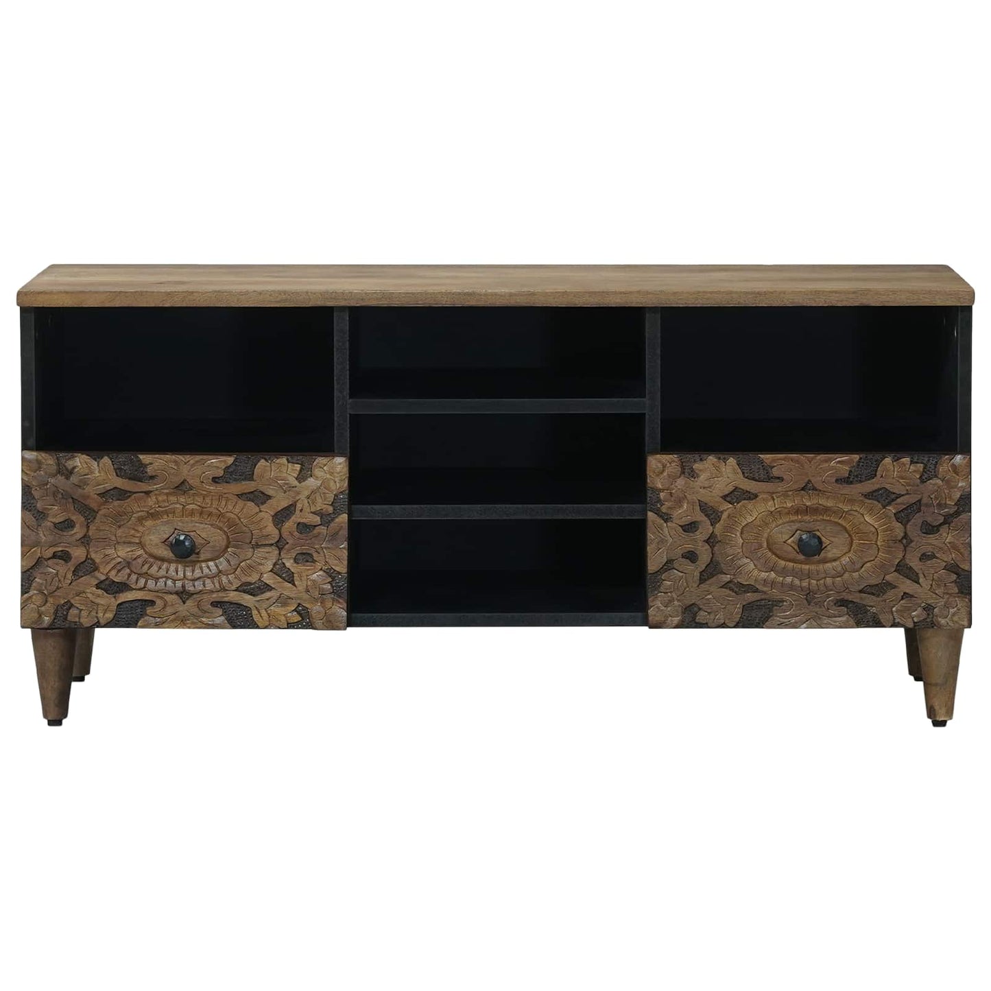 vidaXL Ντουλάπι TV με ράφι Καφέ 100 x 33,5 x 46 εκ Στερεό ξύλο μάνγκο