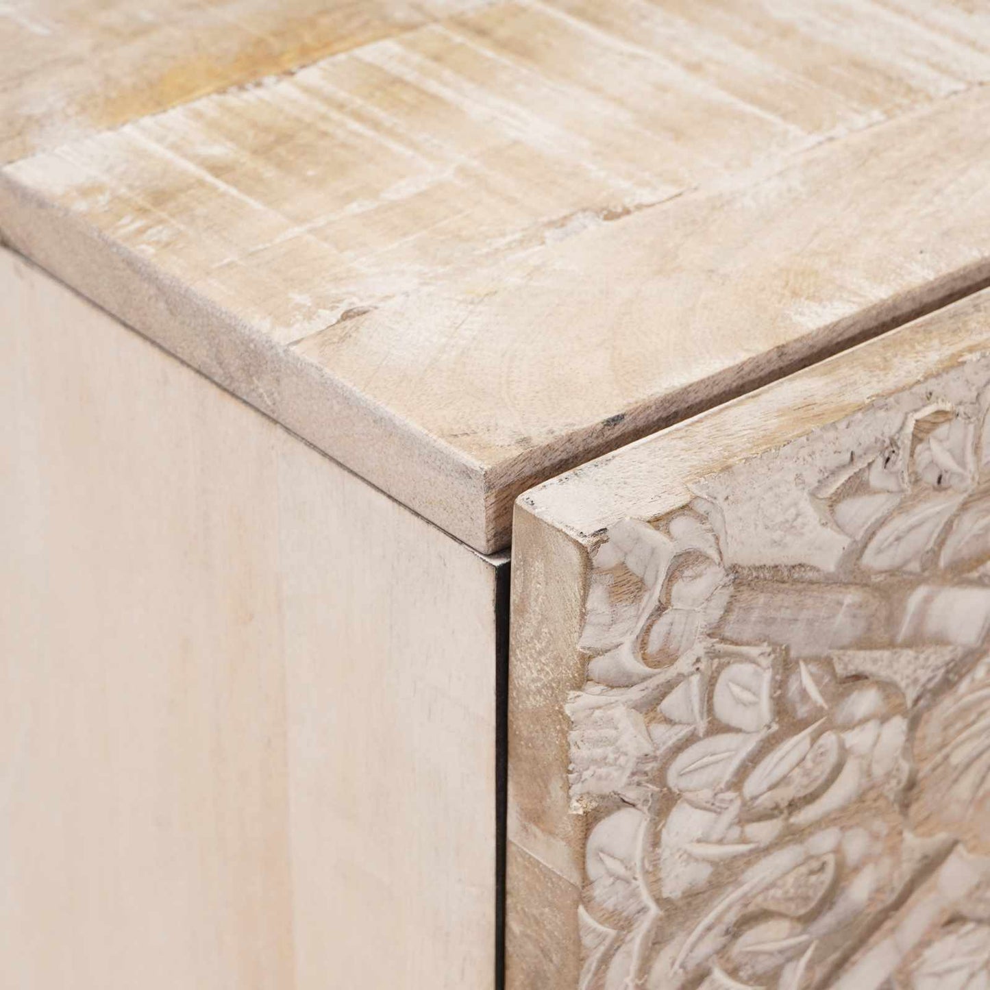 vidaXL Κομοδίνο 2 τμχ. Λευκό 40 x 33,5 x 46 εκ Στερεό ξύλο μάνγκο