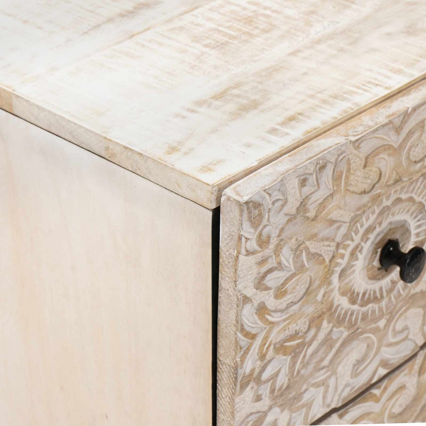 vidaXL Μπουφές Αποθήκευσης Λευκό 60 x 33,5 x 75 εκ. Στερεό ξύλο μάνγκο