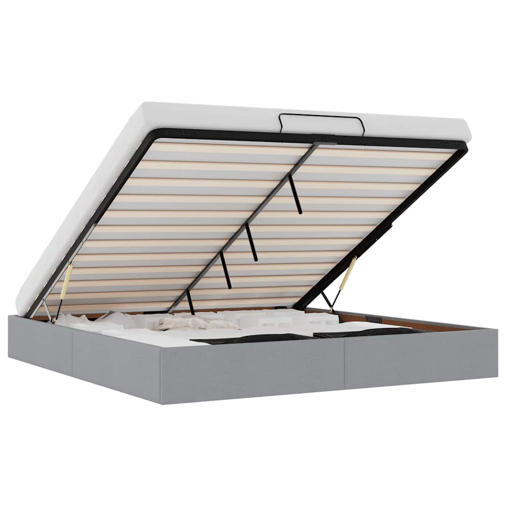 vidaXL Οθωμανικό πλαίσιο κρεβατιού χωρίς στρώμα ανοιχτό γκρι ύφασμα