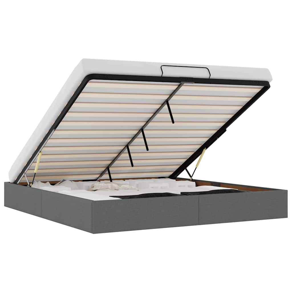 vidaXL Οθωμανικό πλαίσιο κρεβατιού χωρίς στρώμα Σκούρο γκρι Ύφασμα