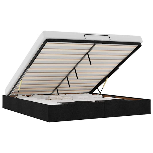 vidaXL Οθωμανικό πλαίσιο κρεβατιού χωρίς στρώμα Μαύρο 180x200cm Ύφασμα