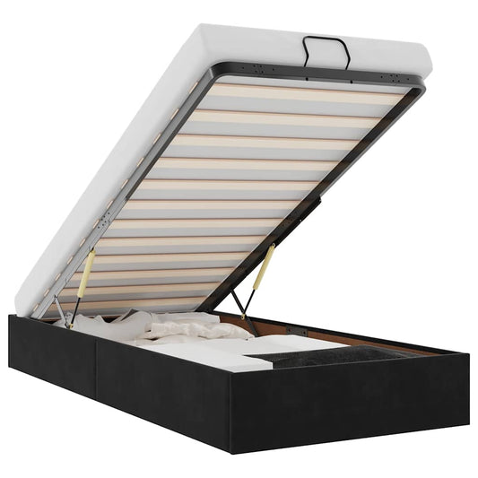 vidaXL Οθωμανικό πλαίσιο κρεβατιού χωρίς στρώμα Μαύρο 100x200cm Velvet