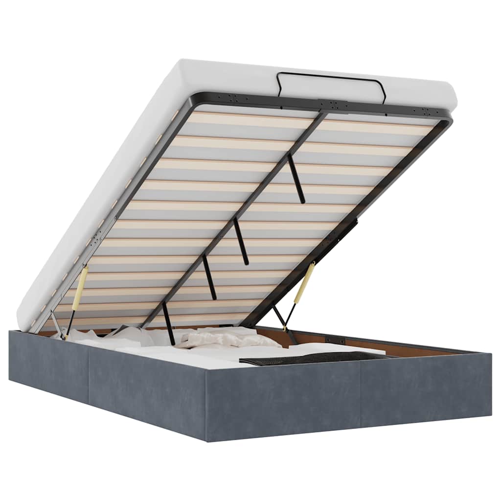 vidaXL Οθωμανικό πλαίσιο κρεβατιού χωρίς στρώμα Σκούρο γκρι Velvet