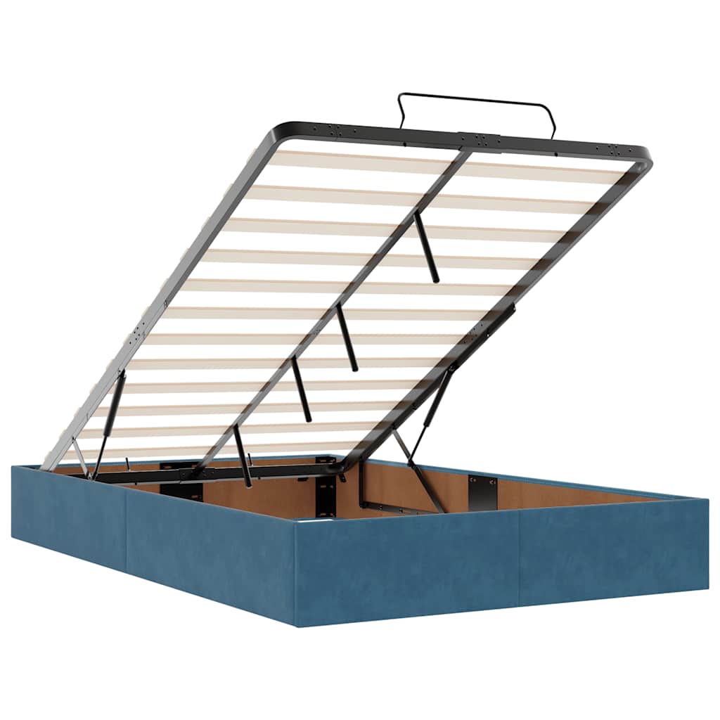 vidaXL Οθωμανικό πλαίσιο κρεβατιού χωρίς στρώμα Σκούρο μπλε Velvet