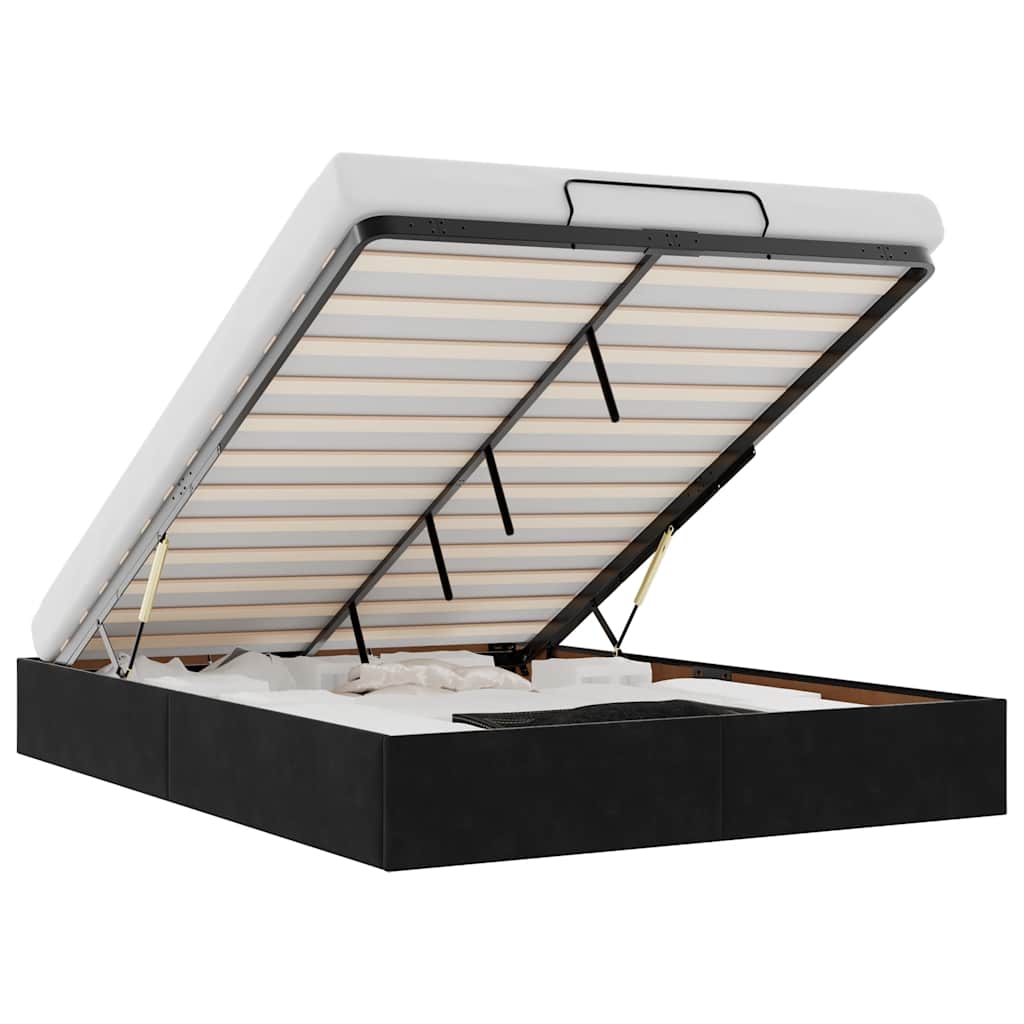 vidaXL Οθωμανικό πλαίσιο κρεβατιού χωρίς στρώμα Μαύρο Βελούδο