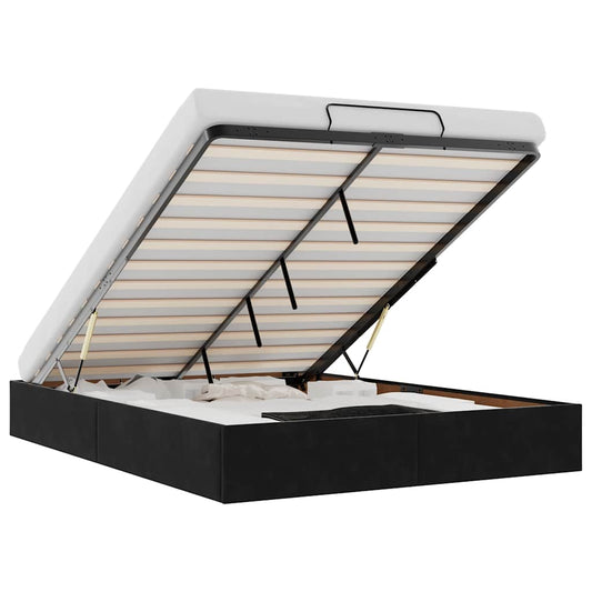 vidaXL Οθωμανικό πλαίσιο κρεβατιού χωρίς στρώμα Μαύρο Βελούδο