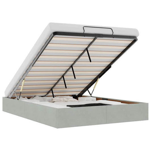 vidaXL Οθωμανικό πλαίσιο κρεβατιού χωρίς στρώμα ανοιχτό γκρι Velvet