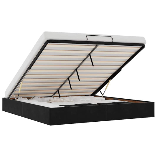 vidaXL Οθωμανικό πλαίσιο κρεβατιού χωρίς στρώμα Μαύρο 160x200cm Velvet