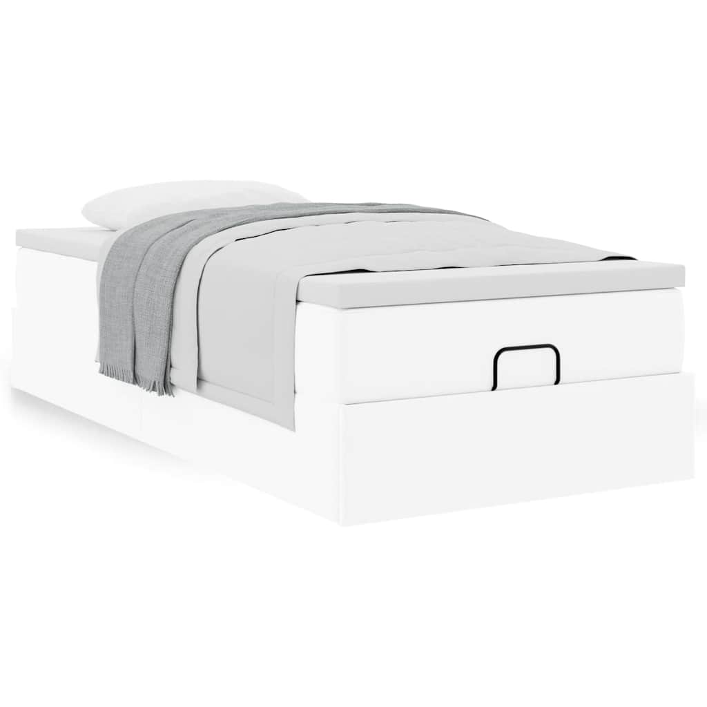 vidaXL Οθωμανικό κρεβάτι με στρώμα Λευκό 80x200cm Faux Leather