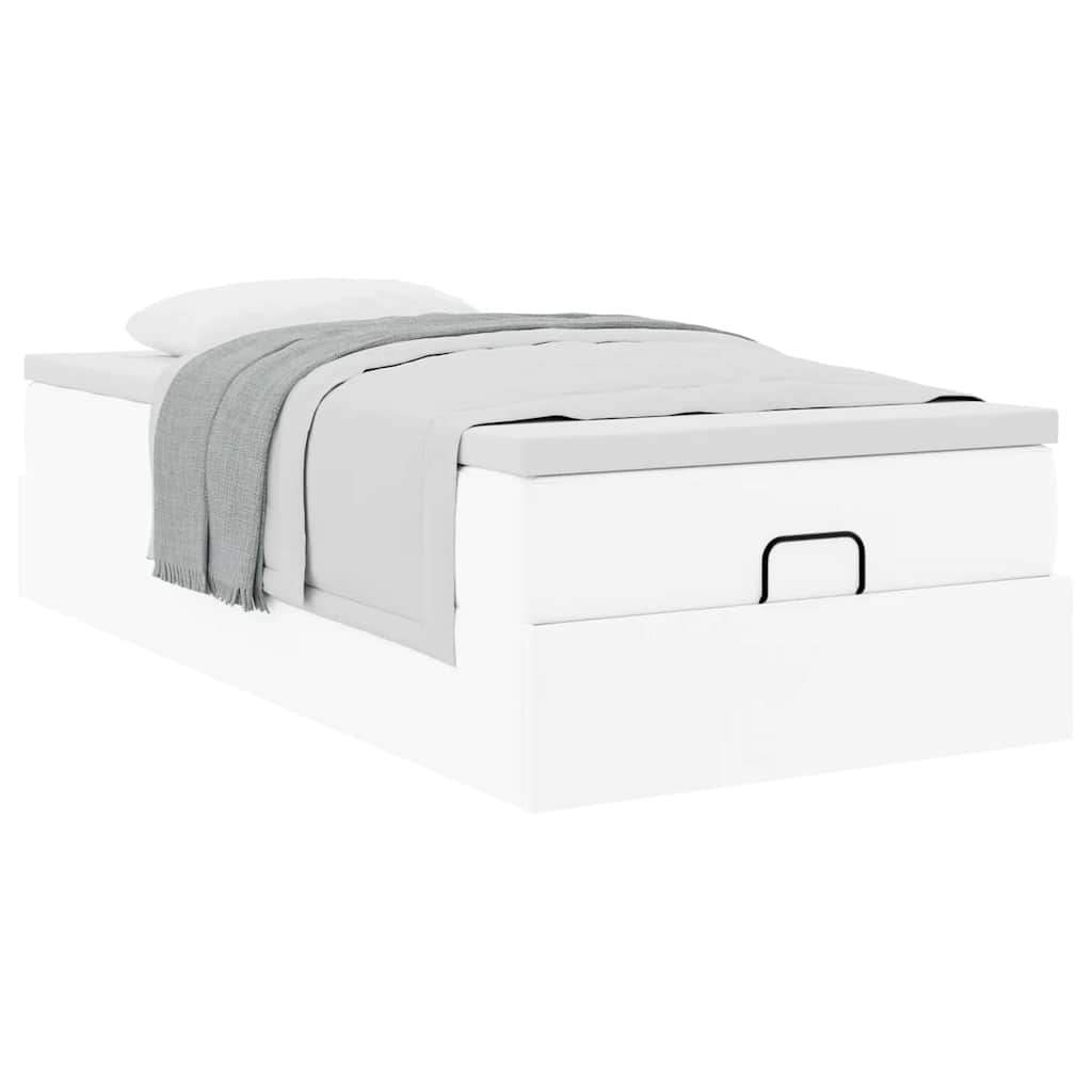 vidaXL Οθωμανικό κρεβάτι με στρώμα Λευκό 80x200cm Faux Leather